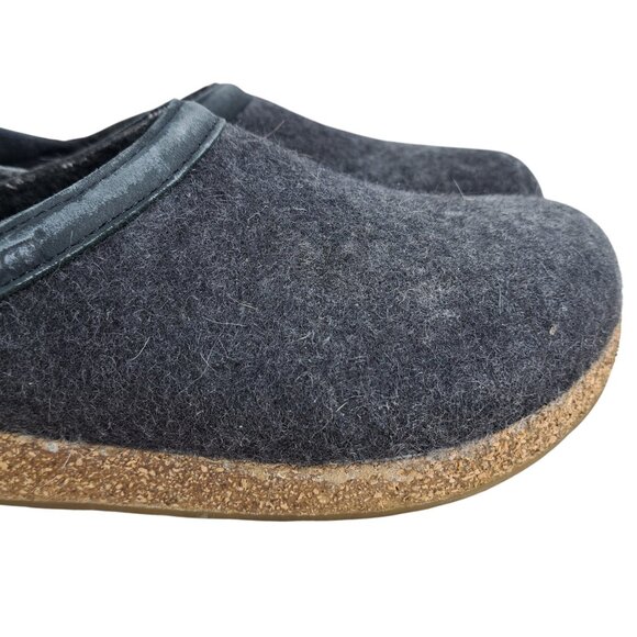 Haflinger Boiled Wool Grizzly Gray Clogs Slippers Size 38 US 7 Felt Cork Comfort - Picture 3 of 13